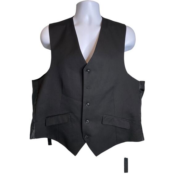 Vintage‎ Haggar Men's Black Classic Suit Vest Size 48 Waistcoat Wedding Dapper - Picture 1 of 11